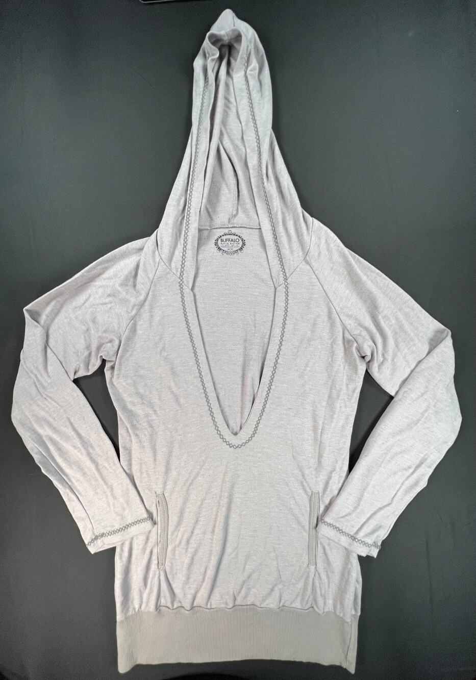 Buffalo David Bitton Lightweight Pullover V-Neck Hoodie Sweatshirt (Women's M)